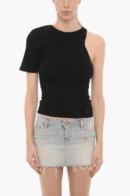 Courreges Ribbed One-Shoulder Sweater