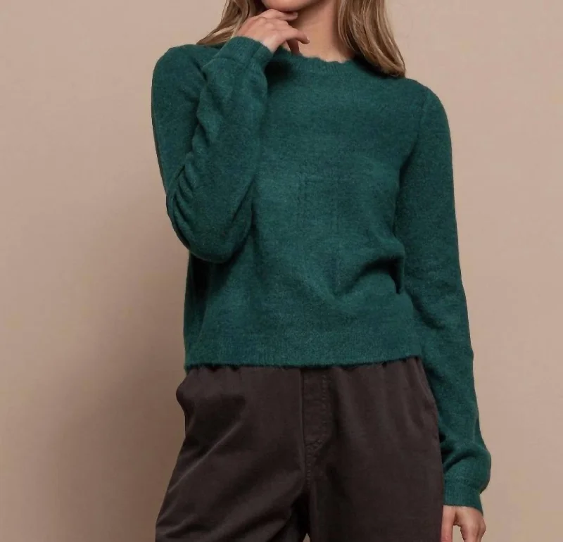 Crew Neck Sweater In Emraled Green