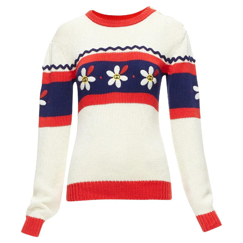 Gucci Kids Cotton GG Logo Daisy Bateau Sweater