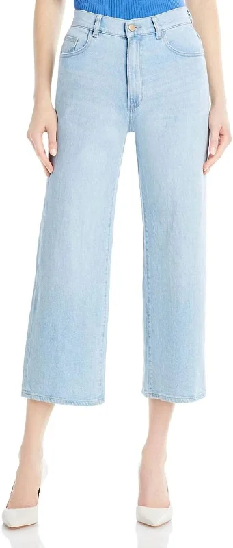 Hepburn Wide Leg High Rise Jeans In Baby Blue