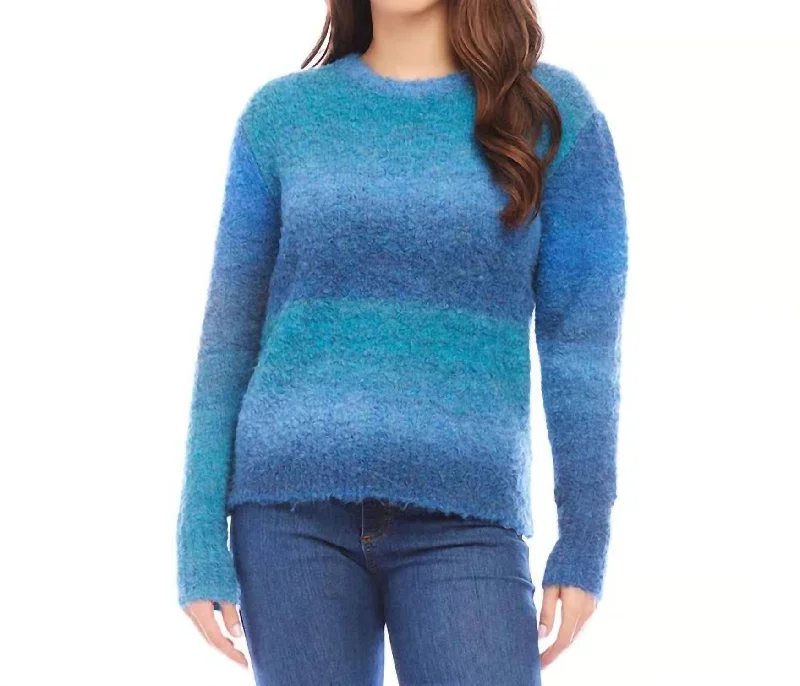 Ombre Boucle Sweater In Dark Blue