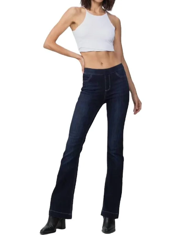 Pull On Flare Jeans In Indigo