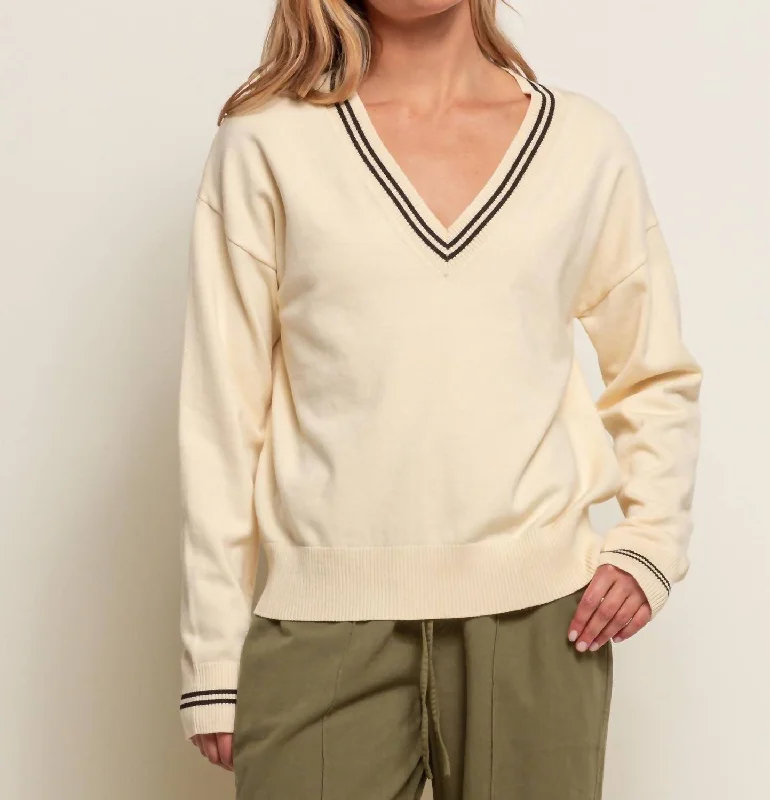 V Neck Sweater In Butter