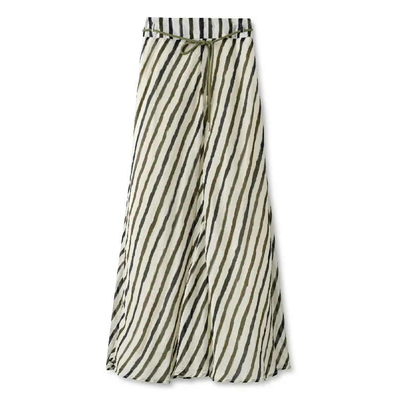 String Belt Skirt  IN: Olive Stripe