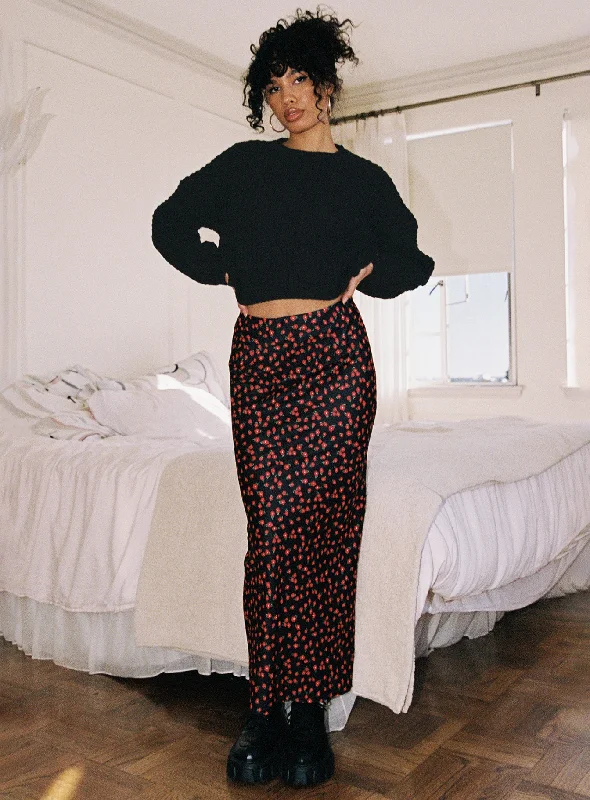 Jodie Maxi Skirt Black Floral