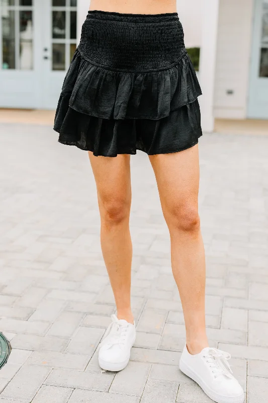 Keep You Happy Black Ruffled Skort