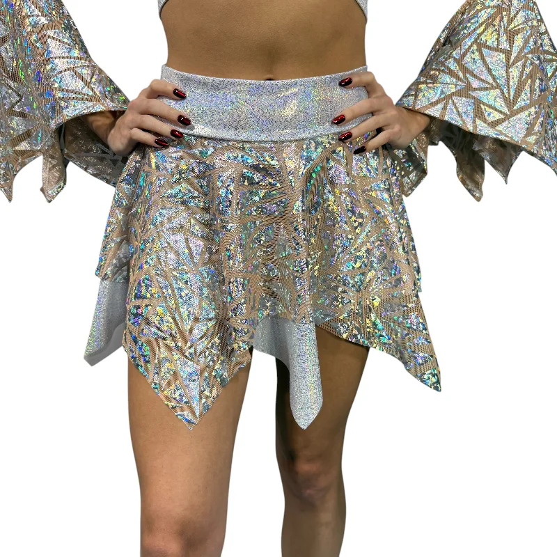 Pixie Skirt for Fairy Costume in Triangle Holographic Mesh