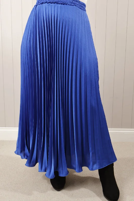 Satin Pleated Skirt  Royal Blue