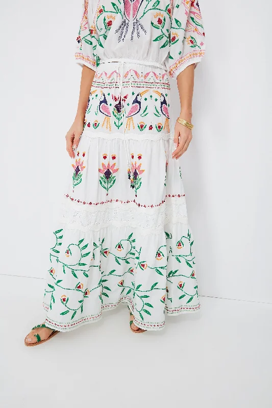 Summer Garden Embroidered Maxi Skirt