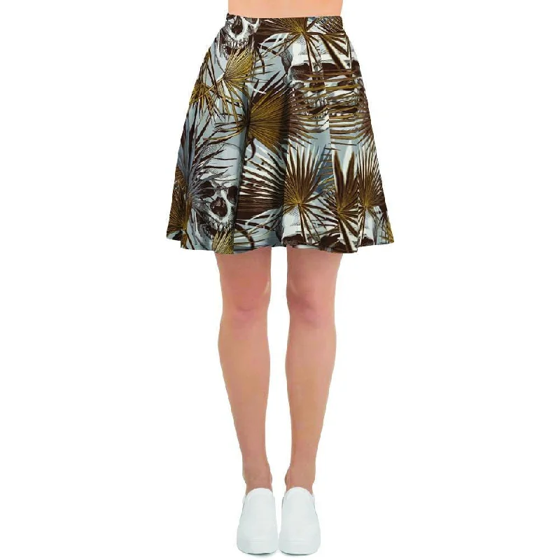 Tropical Leaf Skull Women's Skirt