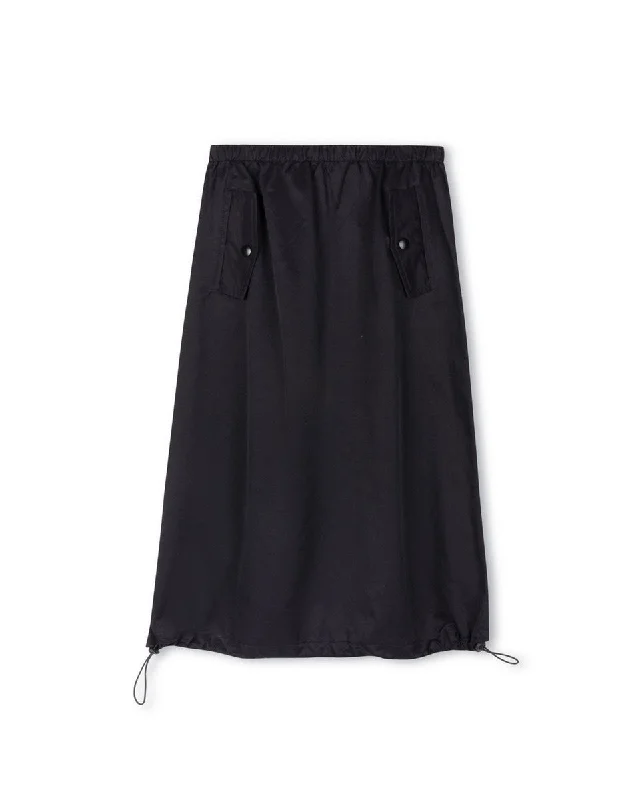 Vibe Black Cargo Midi Pocket Skirt