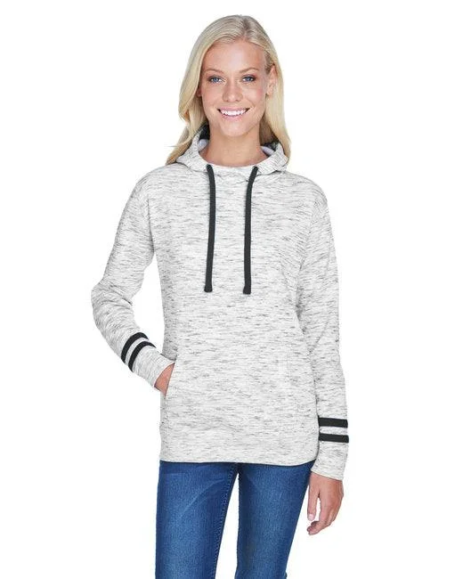 J America Ladies' Melange Scuba Neck Sweatshirt JA8674