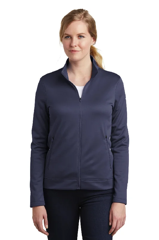 Nike Womens Therma-Fit Moisture Wicking Fleece Full Zip Sweatshirt w/ Pockets - Midnight Navy Blue