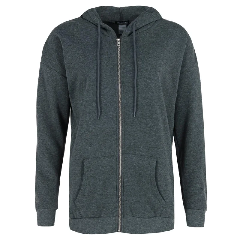 Weekending Women's Solid Fleece Boyfriend Full Zip Hoodie